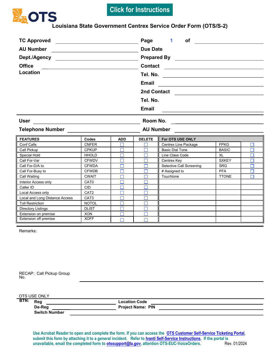 Form OTS/S-2 - Fill Out, Sign Online and Download Fillable PDF ...