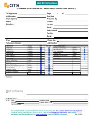 Form OTS/S-2 Louisiana State Government Centrex Service Order Form - Louisiana