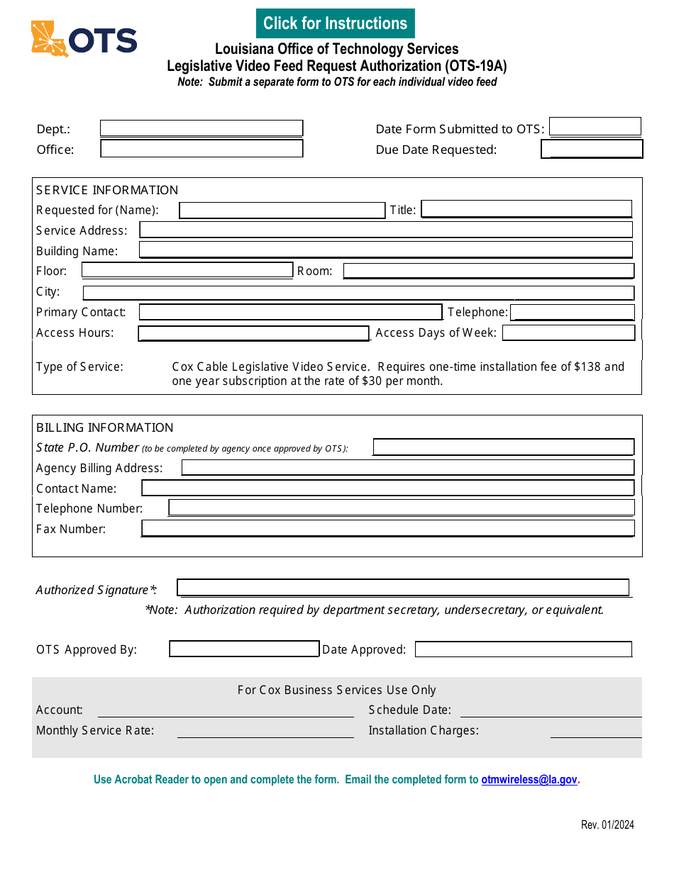 Form OTS-19A - Fill Out, Sign Online and Download Fillable PDF ...