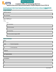 Form OTS-16 Network Services/Telecommunications Project Request Form - Louisiana