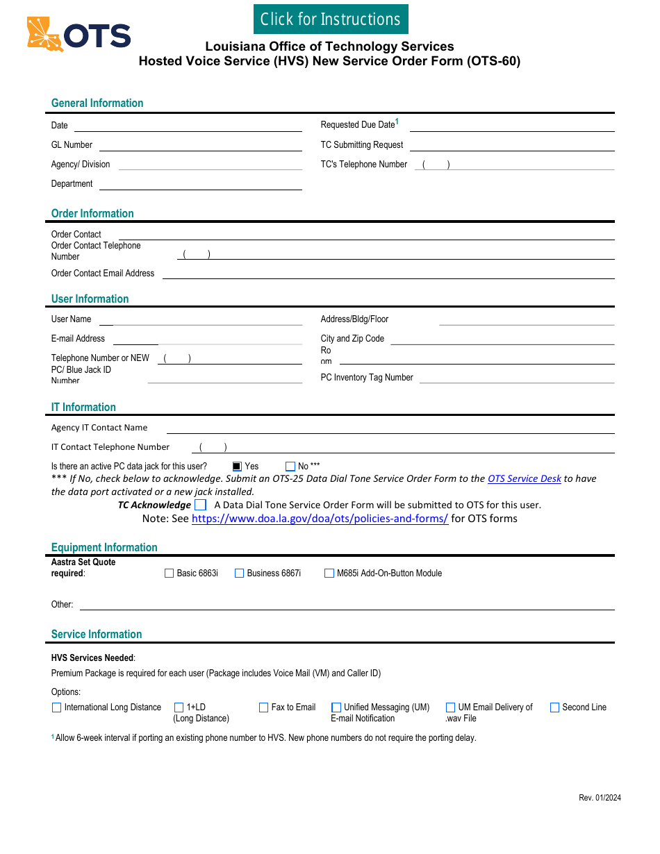 Form OTS-60 - Fill Out, Sign Online and Download Fillable PDF ...