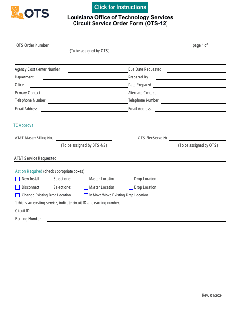 Form OTS-12  Printable Pdf