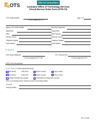 Form OTS-12 Circuit Service Order Form - Louisiana