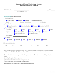 Form OTS-12 Circuit Service Order Form - Louisiana, Page 2