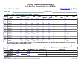 Form OTS-25 Data Dial Tone Service Order Form - Louisiana, Page 2