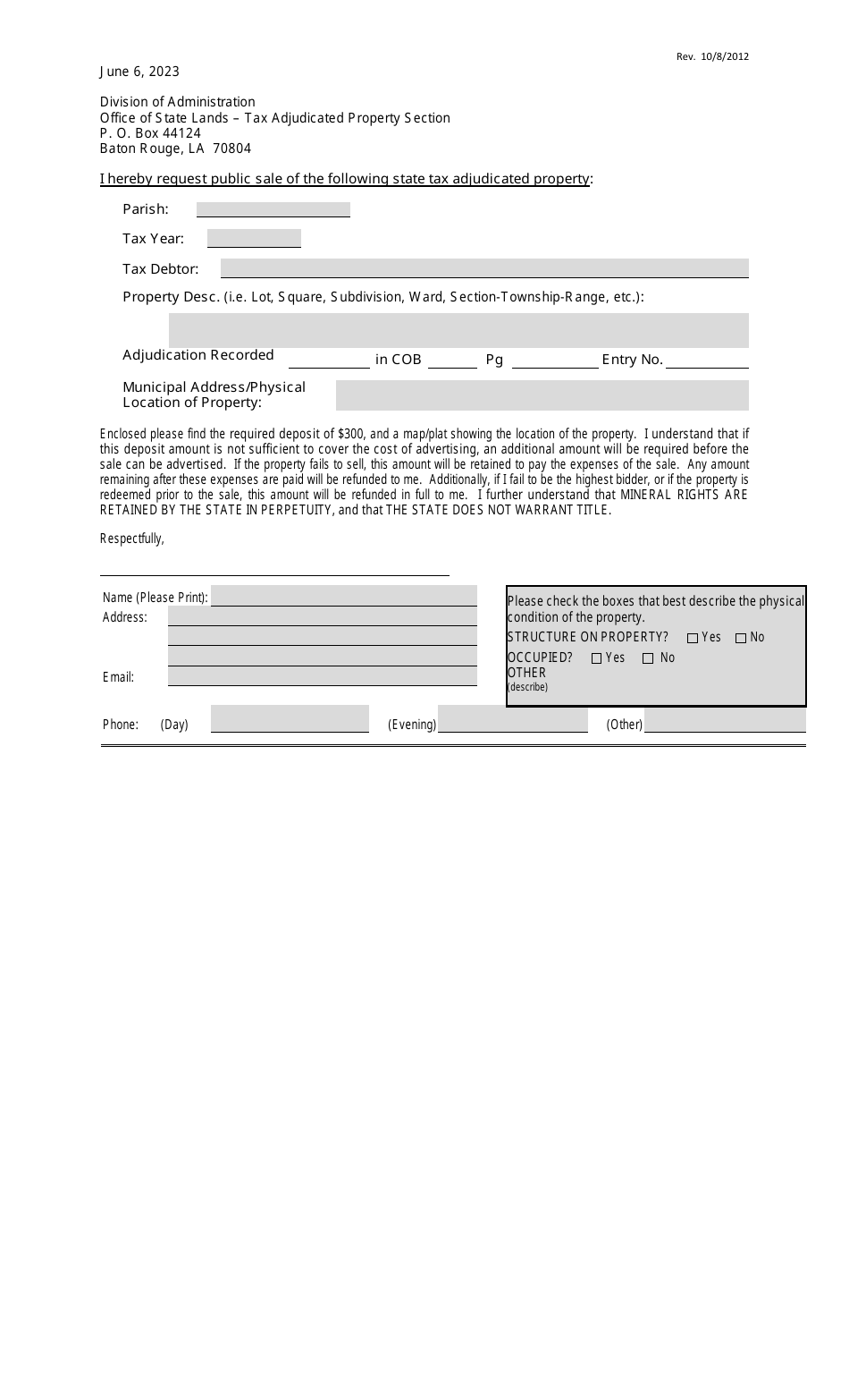 Tax Land Sale Procedures and Request Form - Louisiana, Page 4