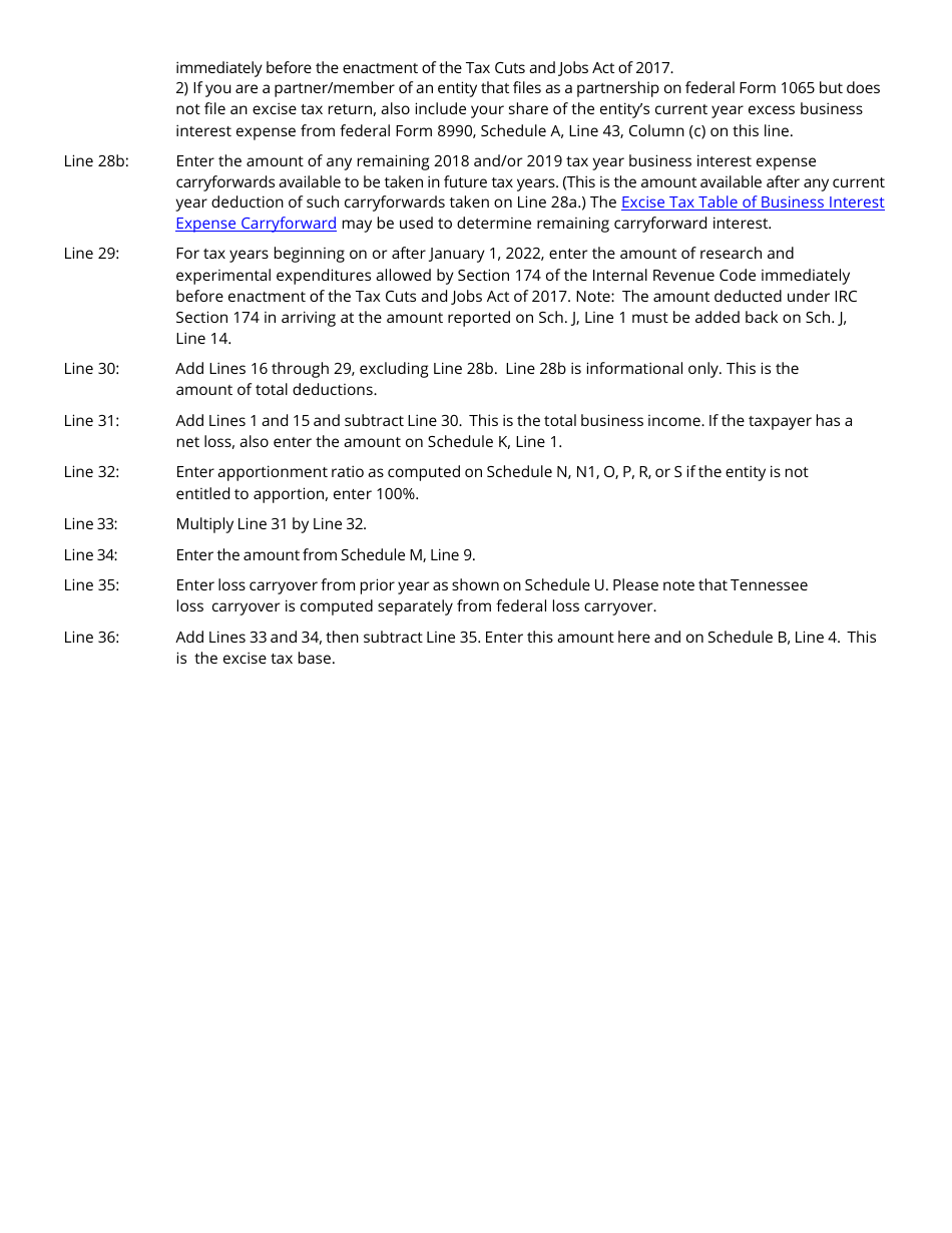 Instructions for Form FAE170, RV-R0011001 Franchise and Excise Tax Return - Tennessee, Page 11