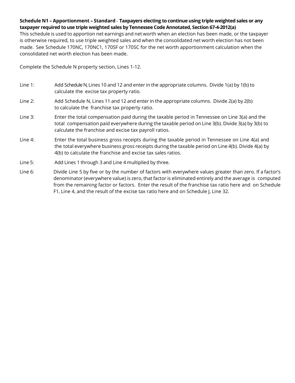 Instructions for Form FAE170, RV-R0011001 Franchise and Excise Tax Return - Tennessee, Page 14