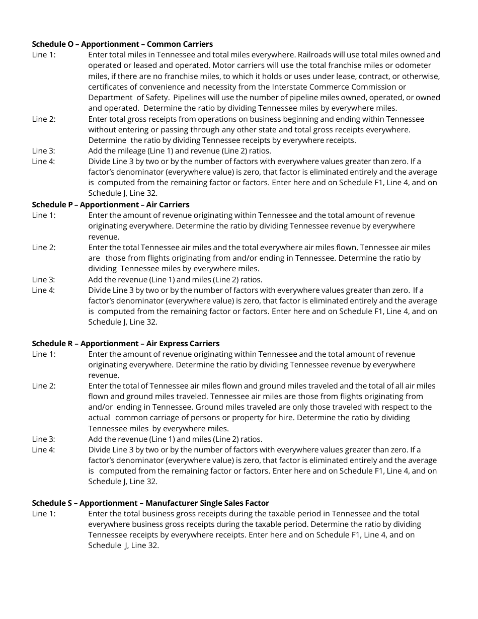 Instructions for Form FAE170, RV-R0011001 Franchise and Excise Tax Return - Tennessee, Page 15