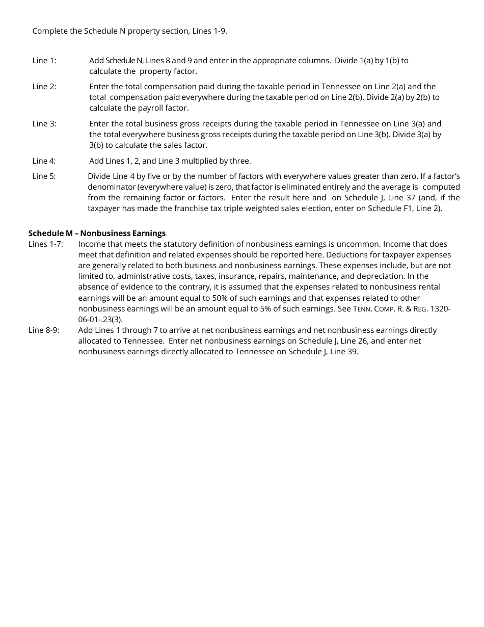 Instructions for Form FAE174, RV-R0012001 Franchise and Excise Financial Institution and Captive Real Estate Investment Trust Tax Return - Tennessee, Page 13