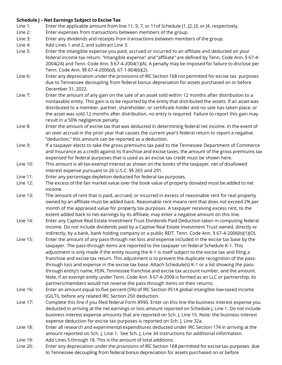 Instructions for Form FAE174, RV-R0012001 Franchise and Excise Financial Institution and Captive Real Estate Investment Trust Tax Return - Tennessee, Page 9