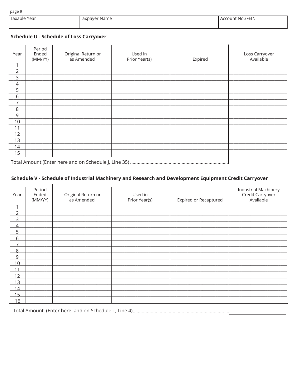 Form FAE170 (RV-R0011001) Franchise and Excise Tax Return - Tennessee, Page 9