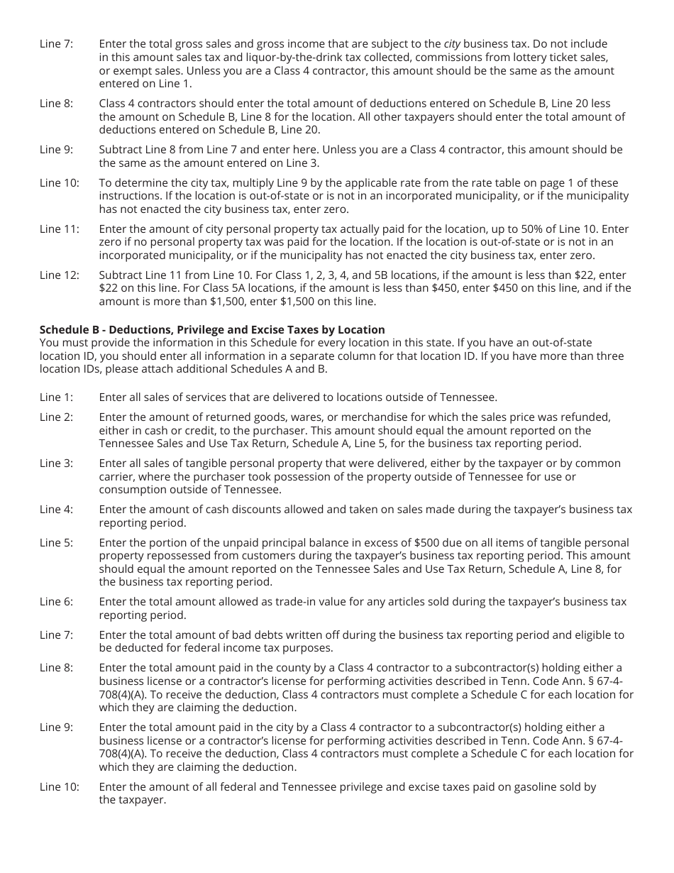 Form BUS428 (RV-R00107) Business Tax Return - Tennessee, Page 7