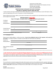 Form DPS-006 Identification File Request for State of Nevada - Records of Criminal History Form - Nevada, Page 3