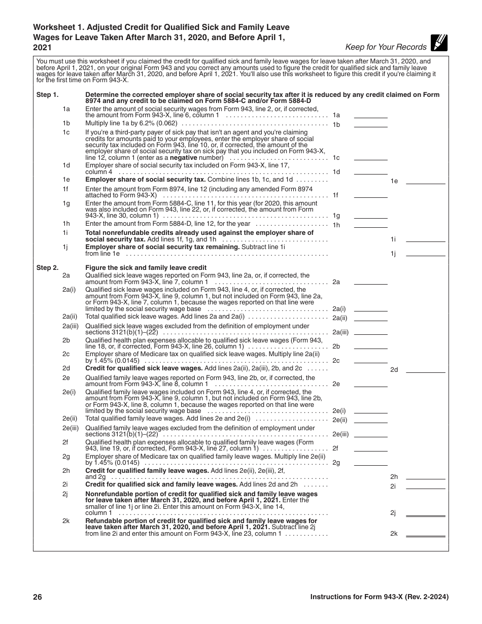 Instructions for IRS Form 943-X Adjusted Employers Annual Federal Tax Return for Agricultural Employees or Claim for Refund, Page 26
