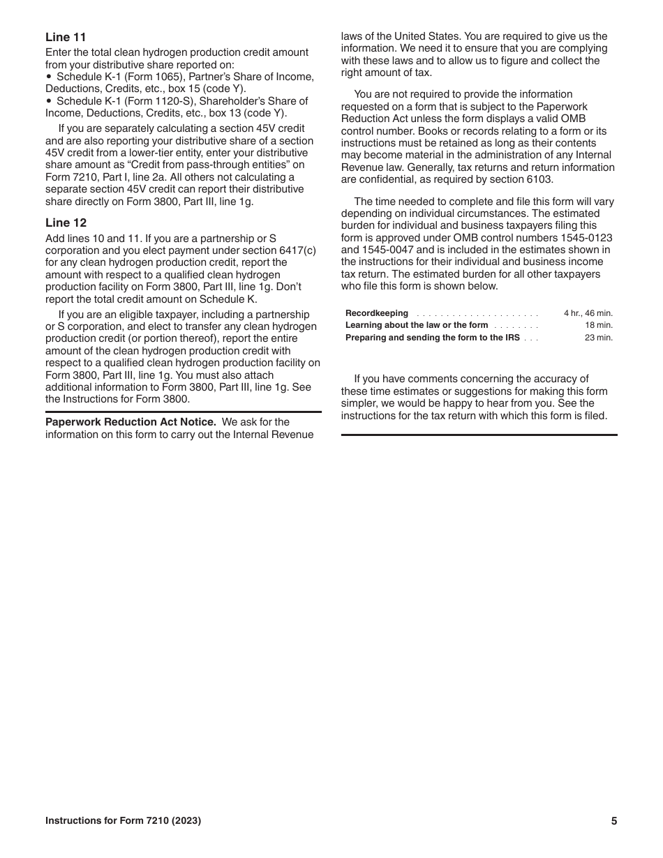 Instructions for IRS Form 7210 Clean Hydrogen Production Credit, Page 5