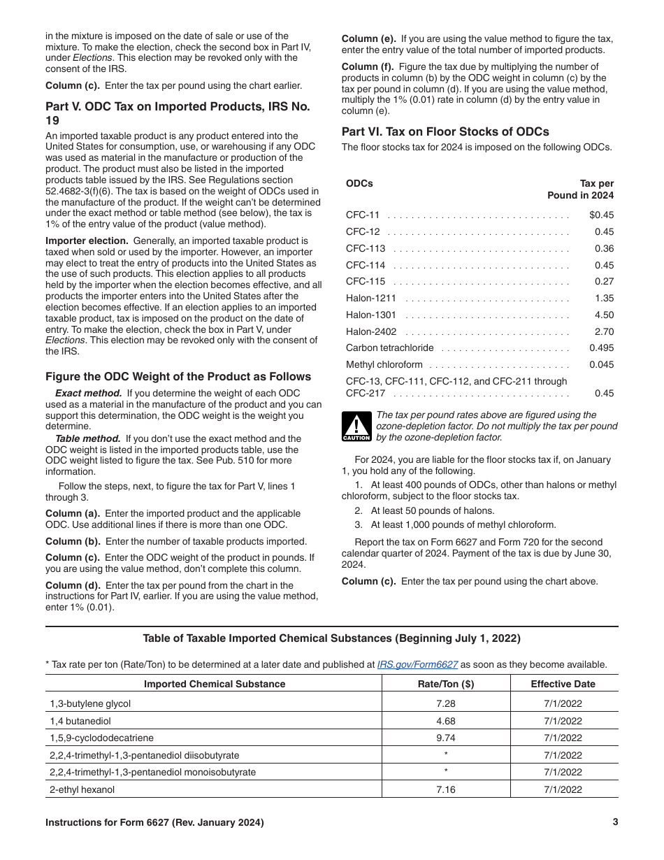 Instructions for IRS Form 6627 Environmental Taxes, Page 3