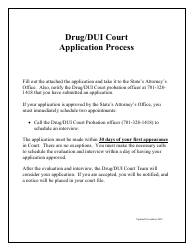 Request for Admisstion Into the Bismarck-Mandan Drug/Dui Court - North Dakota