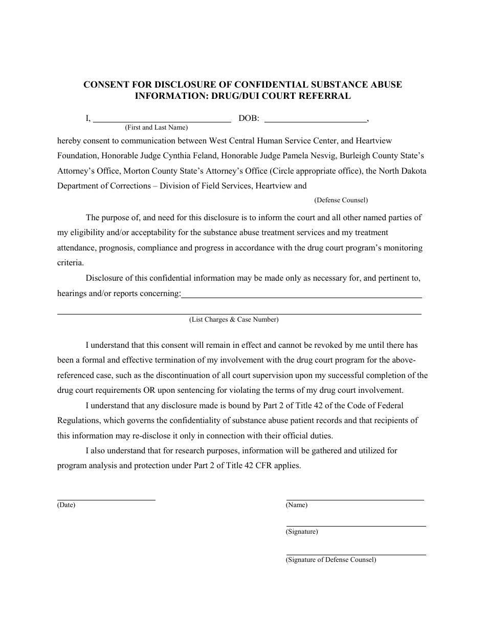 Request for Admisstion Into the Bismarck-Mandan Drug / Dui Court - North Dakota, Page 5