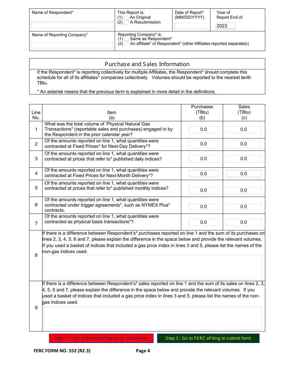 FERC Form 552 Download Fillable PDF or Fill Online Annual Report of ...