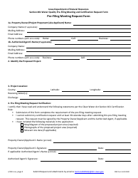 DNR Form 542-0400 Section 401 Water Quality Pre-filing Meeting and Certification Request Form - Iowa, Page 3