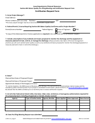 DNR Form 542-0400 Section 401 Water Quality Pre-filing Meeting and Certification Request Form - Iowa, Page 5