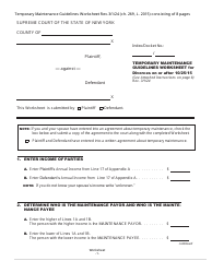 Temporary Maintenance Guidelines Worksheet - New York