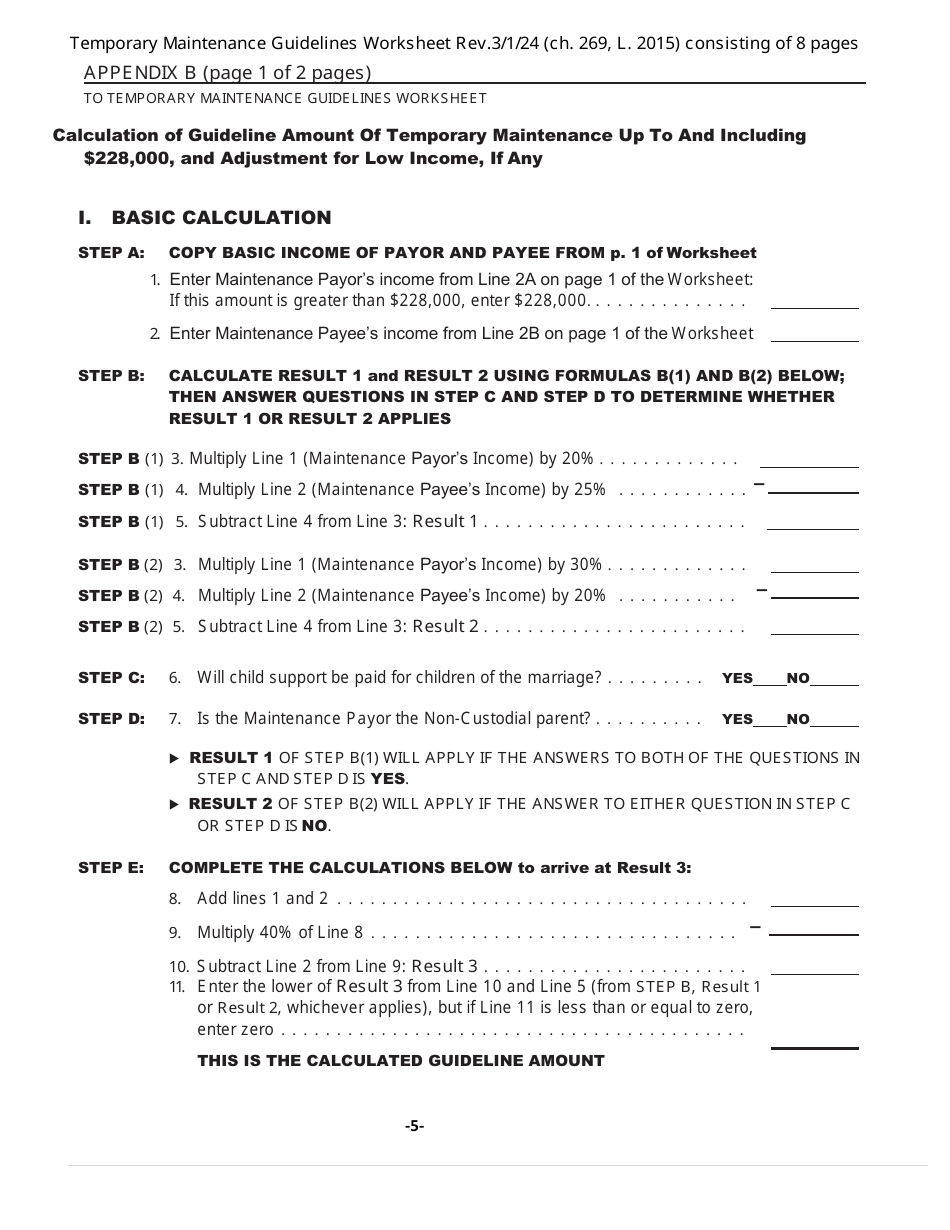 Temporary Maintenance Guidelines Worksheet - New York, Page 5