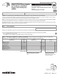 Form ST-100.1 Schedule W Report of Purchases Eligible for Credit by a Qualified Empire Zone Enterprise (Qeze) - 4th Quarter - New York