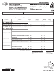 Form ST-101.2 Schedule A Taxes on Selected Sales and Services in Nassau and Niagara Counties - Food and Drink; Hotel/Motel Room Occupancy; Admissions, Club Dues, and Cabaret Charges - Annual - New York