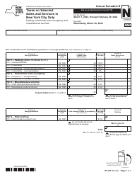 Form ST-101.5 Schedule N Taxes on Selected Sales and Services in New York City Only - Parking, Hotel/Motel Room Occupancy, and Miscellaneous Services - Annual - New York