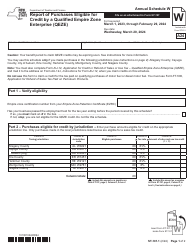 Form ST-101.1 Schedule W Report of Purchases Eligible for Credit by a Qualified Empire Zone Enterprise (Qeze) - Annual - New York