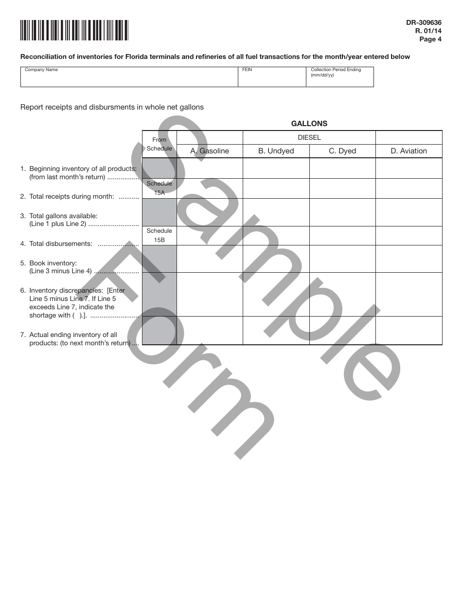 Form DR-309636 Terminal Operator Information Return - Sample - Florida, Page 4