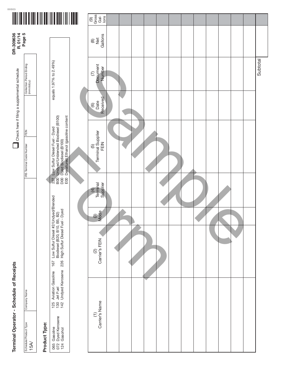Form DR-309636 Terminal Operator Information Return - Sample - Florida, Page 5