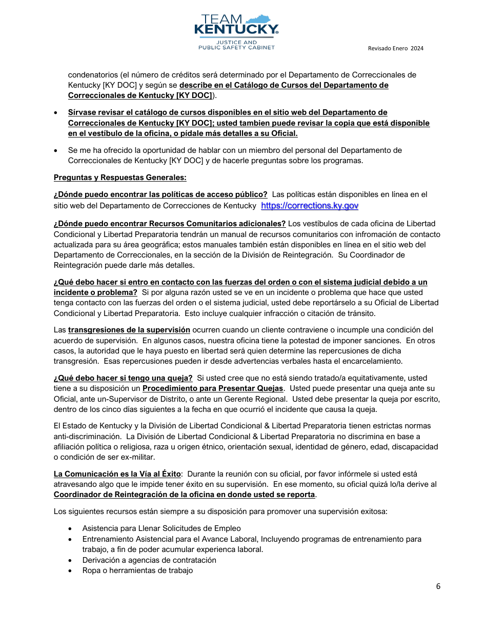 Lista De Control Para Clientes / As Nuevos / As - Kentucky (Spanish), Page 6