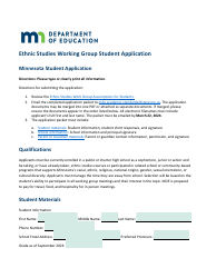 Ethnic Studies Working Group Student Application - Minnesota