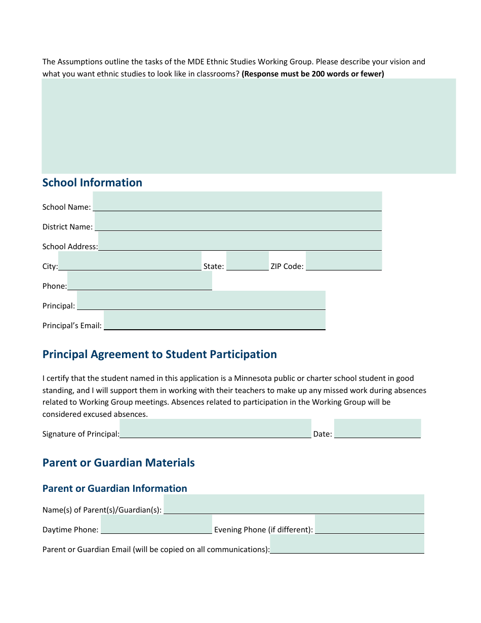Ethnic Studies Working Group Student Application - Minnesota, Page 3