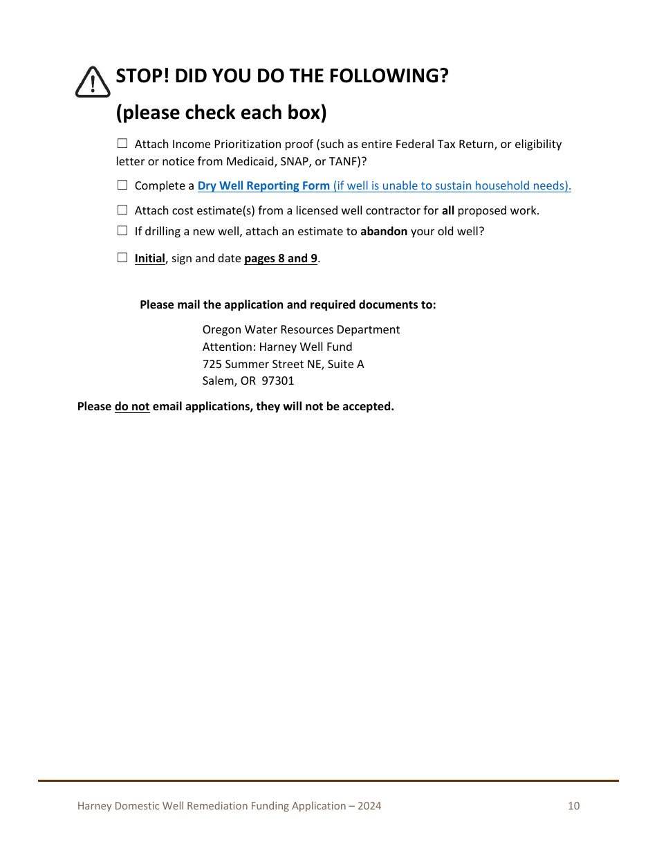 Harney Domestic Well Remediation Funding Application - Oregon, Page 11