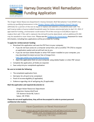 Harney Domestic Well Remediation Funding Application - Oregon