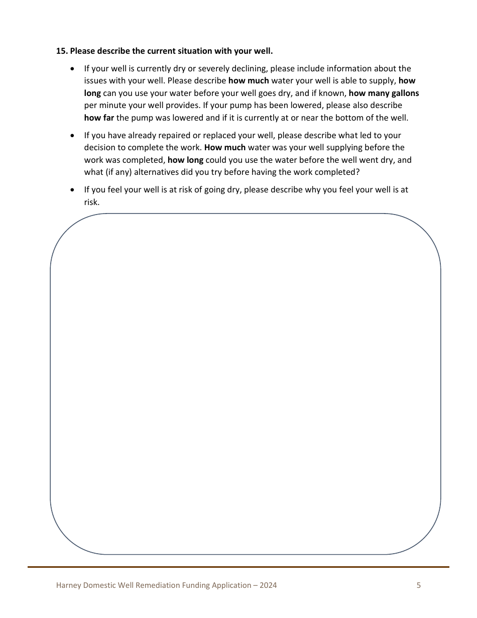 Harney Domestic Well Remediation Funding Application - Oregon, Page 6