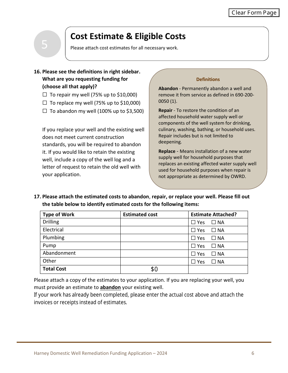 Harney Domestic Well Remediation Funding Application - Oregon, Page 7