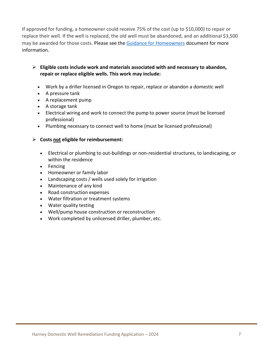 Harney Domestic Well Remediation Funding Application - Oregon, Page 8