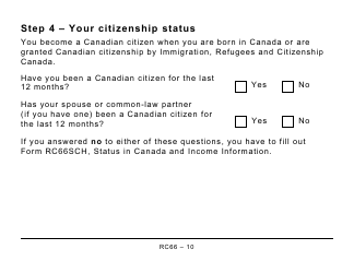 Form RC66 Canada Child Benefits Application (Includes Federal, Provincial, and Territorial Programs) - Large Print - Canada, Page 10