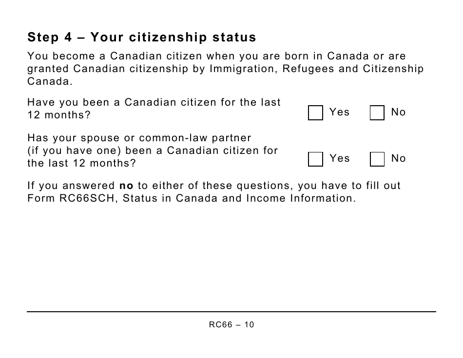 Form RC66 Canada Child Benefits Application (Includes Federal, Provincial, and Territorial Programs) - Large Print - Canada, Page 10
