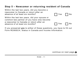 Form RC66 Canada Child Benefits Application (Includes Federal, Provincial, and Territorial Programs) - Large Print - Canada, Page 11