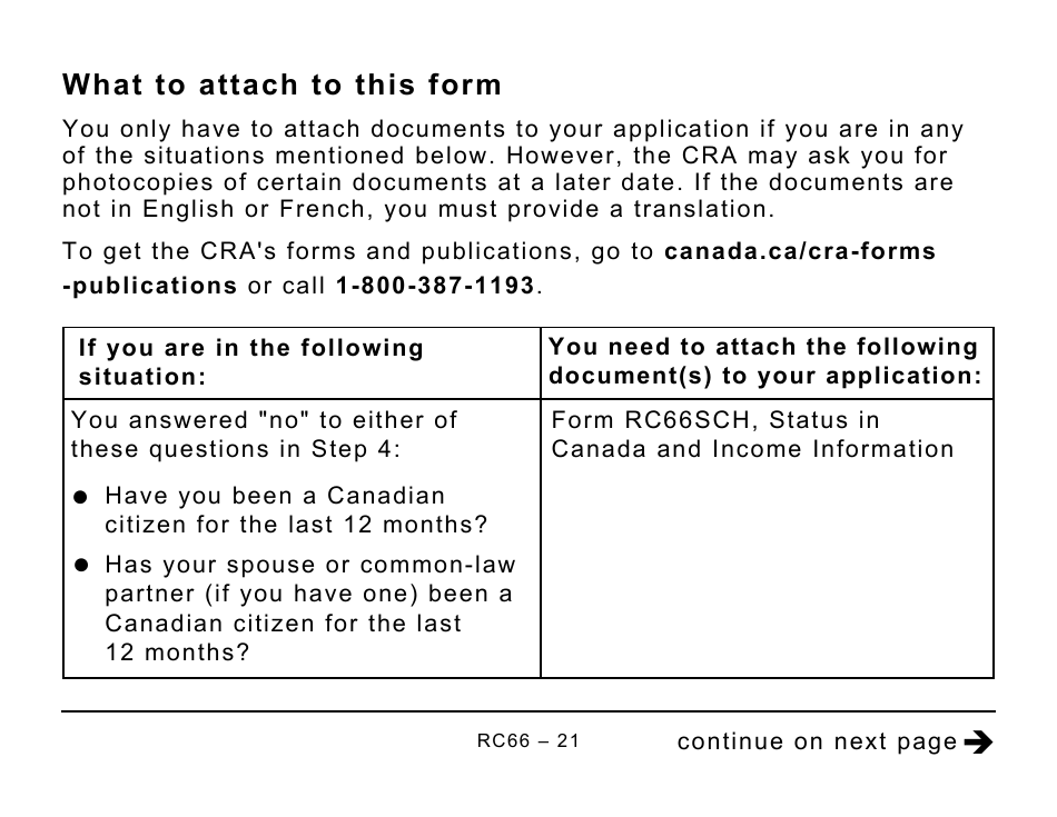 Form RC66 Canada Child Benefits Application (Includes Federal, Provincial, and Territorial Programs) - Large Print - Canada, Page 21