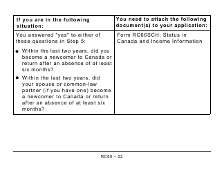 Form RC66 Canada Child Benefits Application (Includes Federal, Provincial, and Territorial Programs) - Large Print - Canada, Page 22