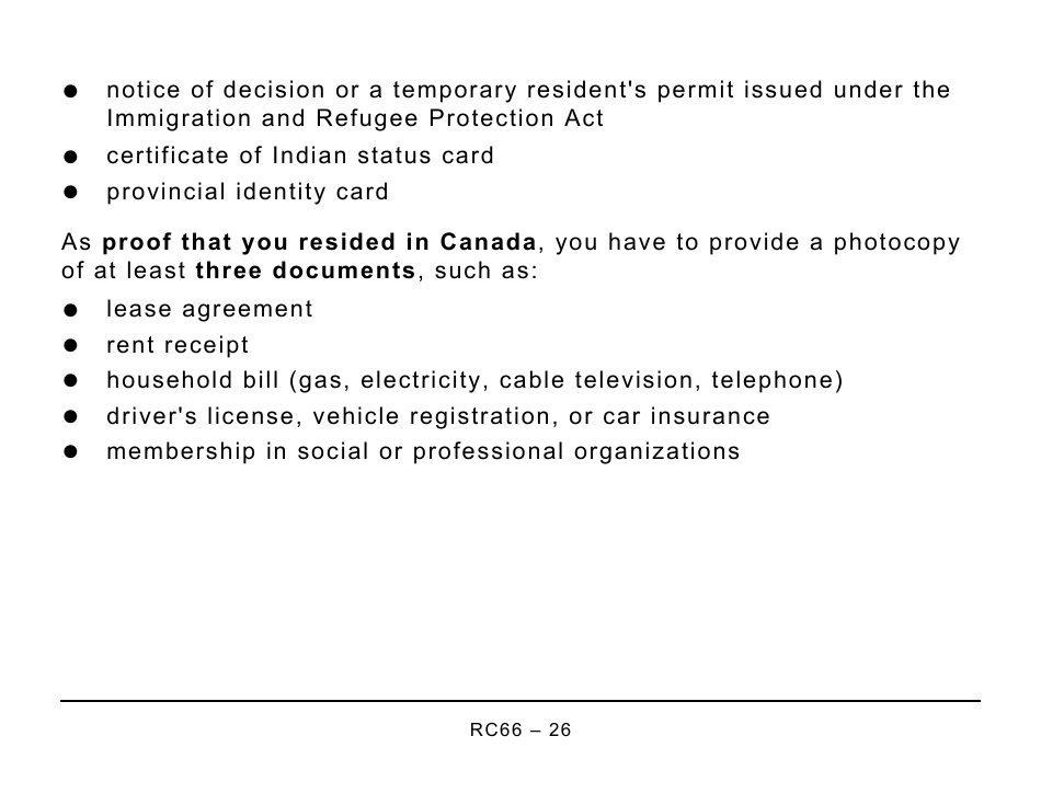 Form RC66 Canada Child Benefits Application (Includes Federal, Provincial, and Territorial Programs) - Large Print - Canada, Page 26