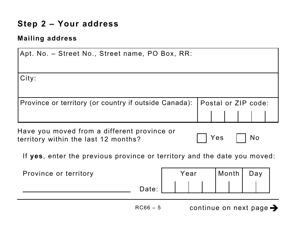 Form RC66 Canada Child Benefits Application (Includes Federal, Provincial, and Territorial Programs) - Large Print - Canada, Page 5