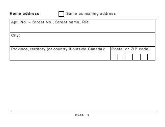 Form RC66 Canada Child Benefits Application (Includes Federal, Provincial, and Territorial Programs) - Large Print - Canada, Page 6